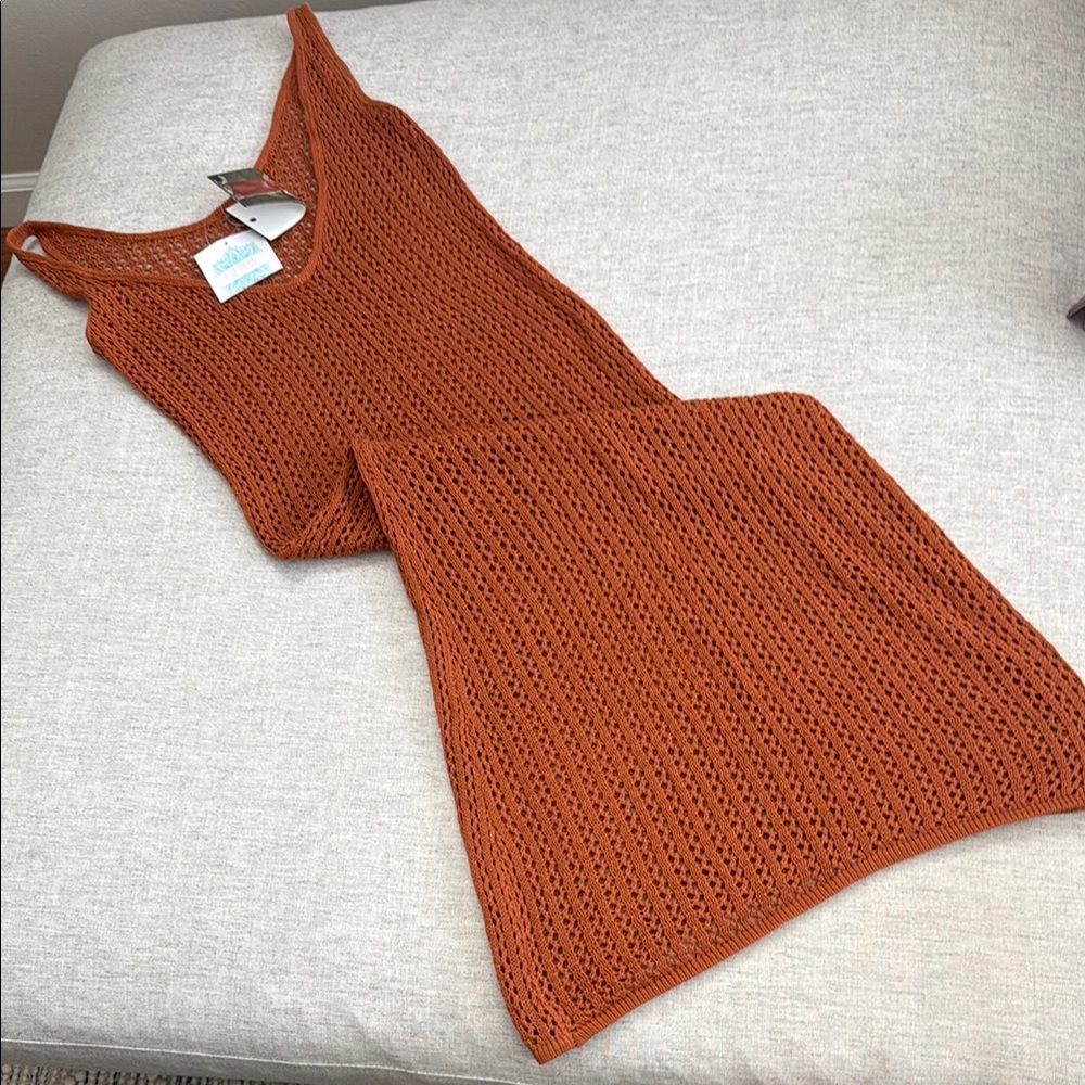 Women's Knit Swim Coverup in Rust brown